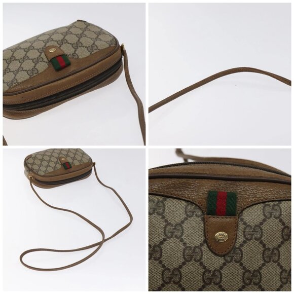 GUCCI GG Supreme Web Sherry Line Bag PVC Beige Gold 89 02 066 Auth 129909 - Picture 16 of 16